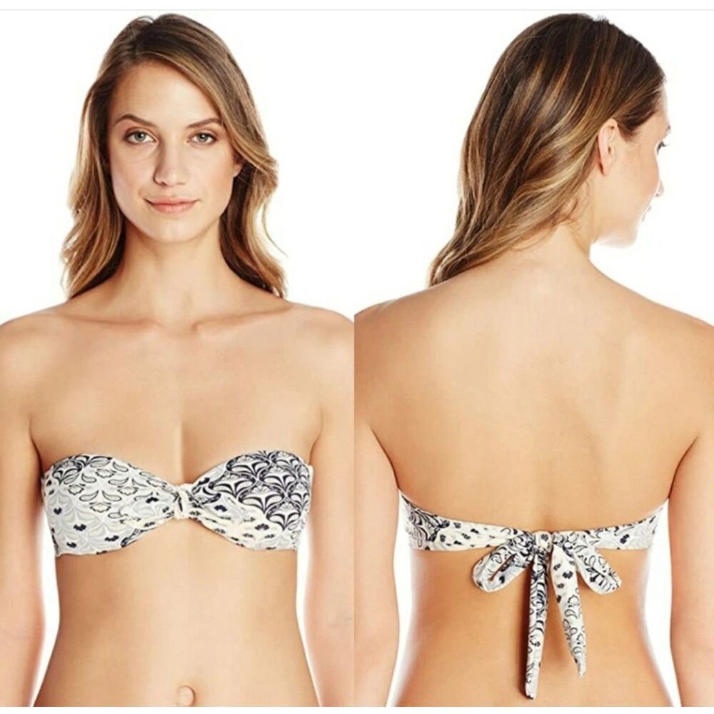 Eberyjey Womens Drifter Lolita Bandeau Bikini Top Size Medium Paisley Back Tie
